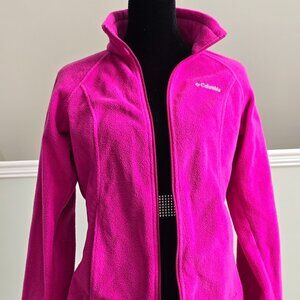 Columbia Fleece Zip Up Jacket Zipper Pockets Hot Pink Fuschia Size Small
